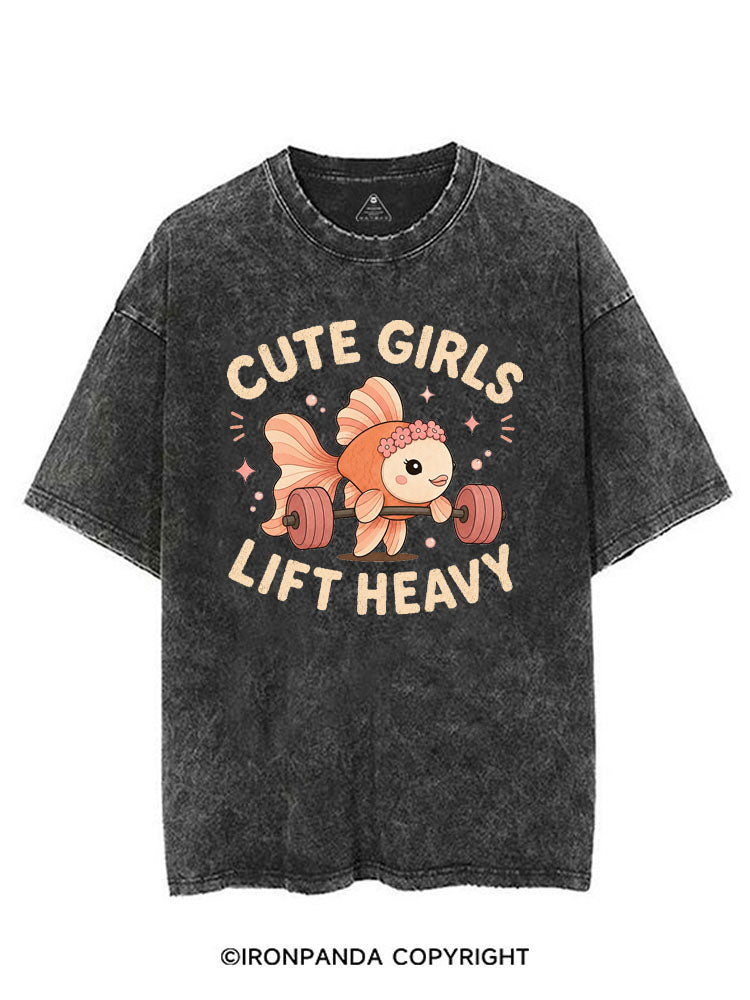 CUTE GIRLS LIFT HEAVY FISH VINTAGE GYM SHIRT