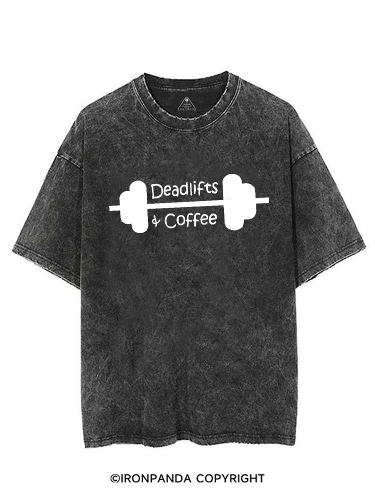 DEADLIFTS & COFFEE WORKOUT VINTAGE GYM SHIRT