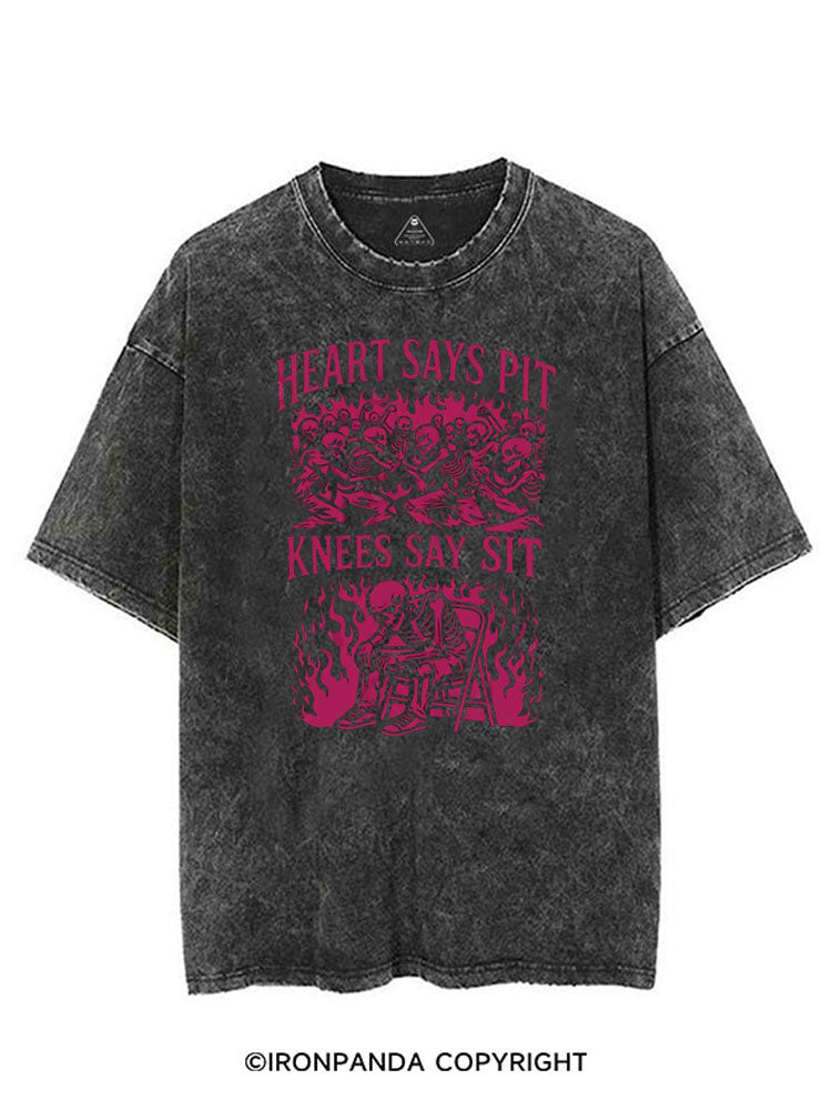 HEART SAYS PIT KNEES SAY SIT VINTAGE GYM SHIRT