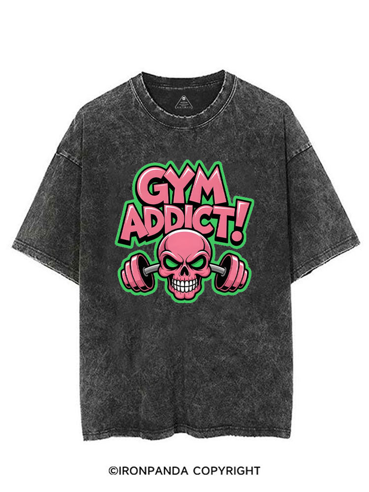 GYM ADDICT! SKULL VINTAGE GYM SHIRT