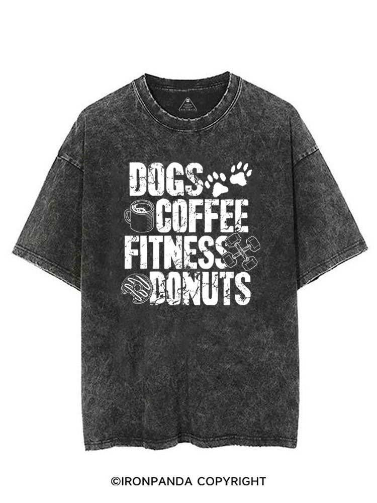 DOGS COFFEE FITNESS DONUTS VINTAGE GYM SHIRT