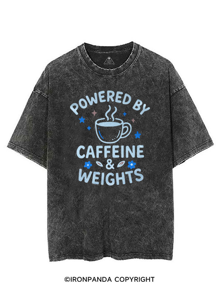 POWERED BY CAFFEINE & WEIGHTS COFFEE LOVER VINTAGE GYM SHIRT