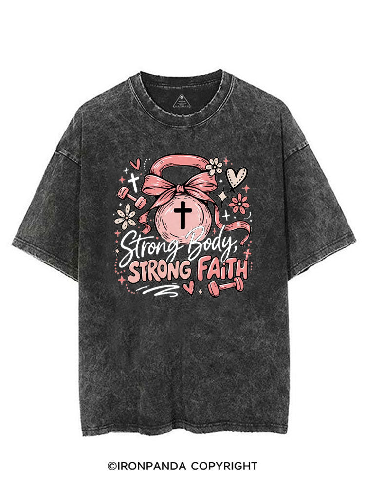 STRONG BODY, STRONG FAITH JESUS VINTAGE GYM SHIRT