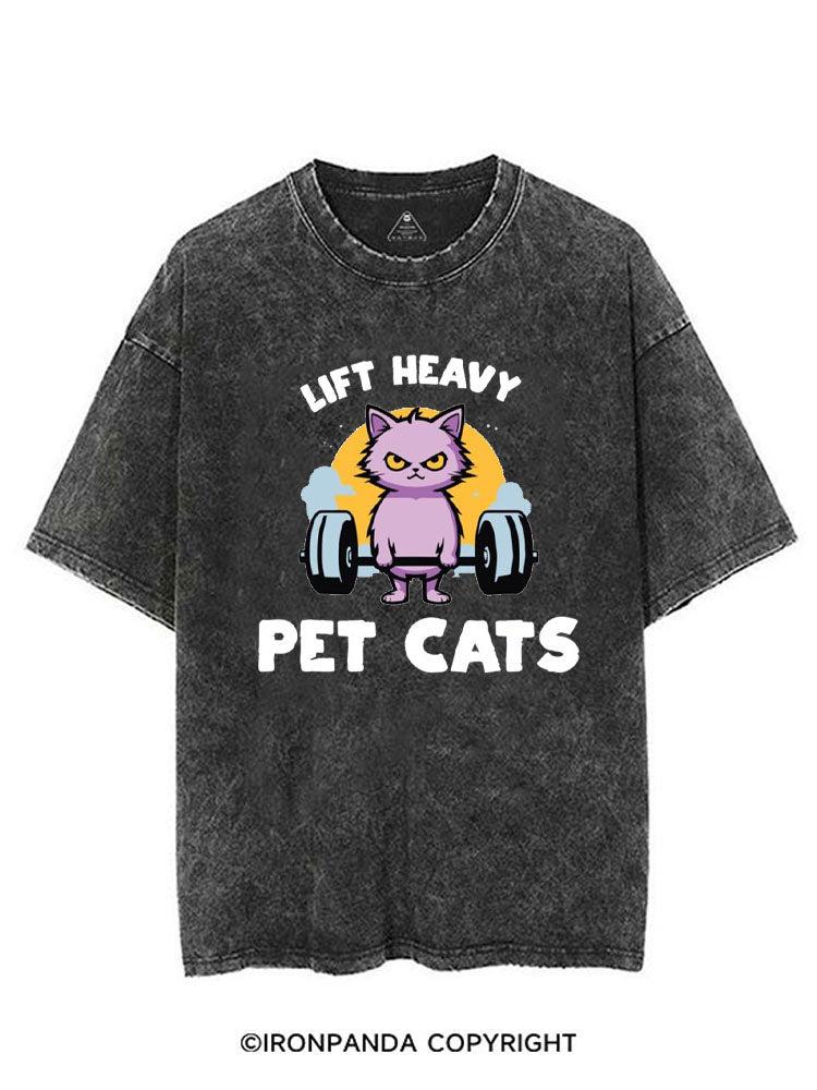 LIFT HEAVY PET CATS FUNNY VINTAGE GYM SHIRT