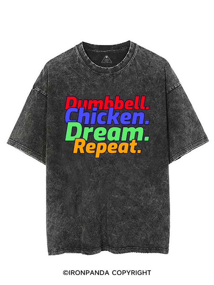 DUMBBELL CHICKEN DREAM REPEAT VINTAGE GYM SHIRT