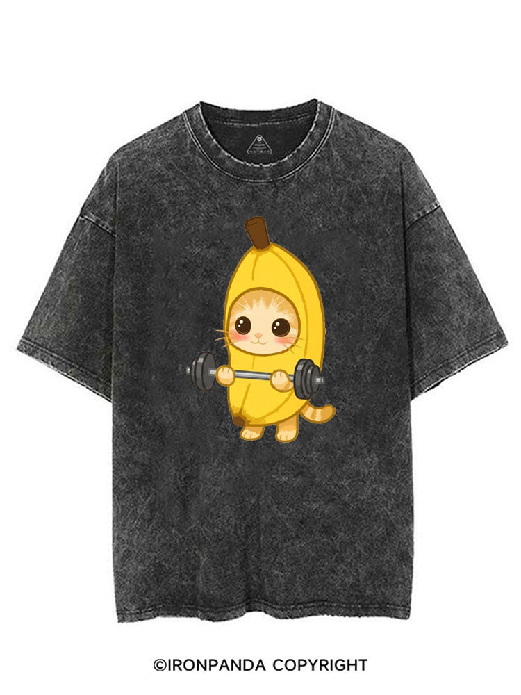 BANANA LIFTING KITTY VINTAGE GYM SHIRT