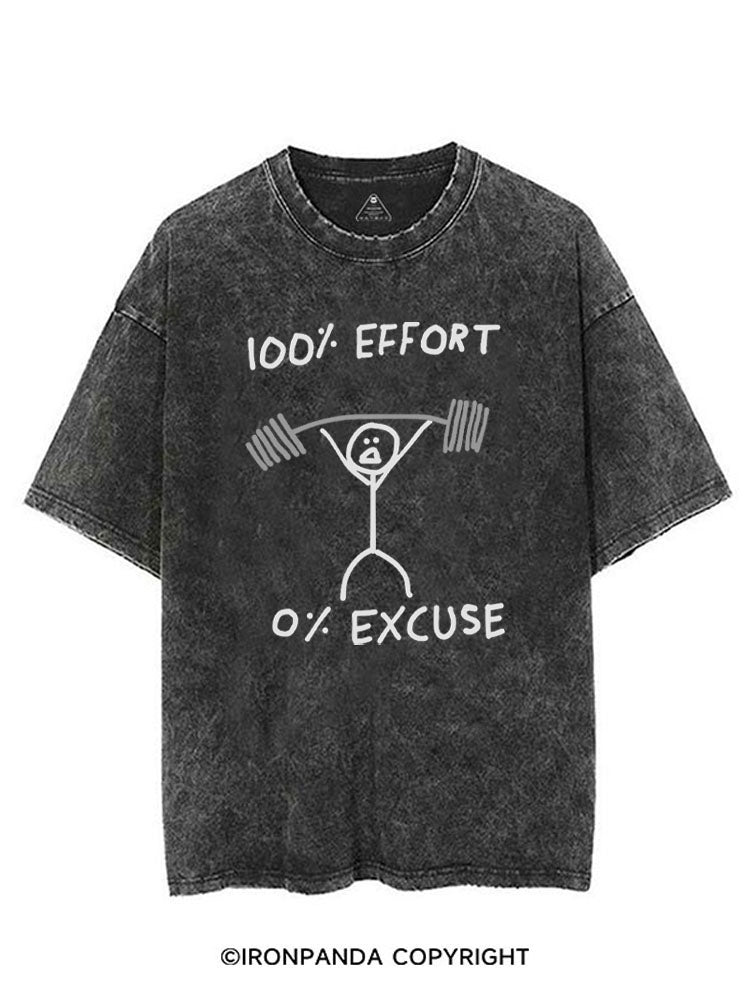 100% EFFORT 0% EXCUSE VINTAGE GYM SHIRT