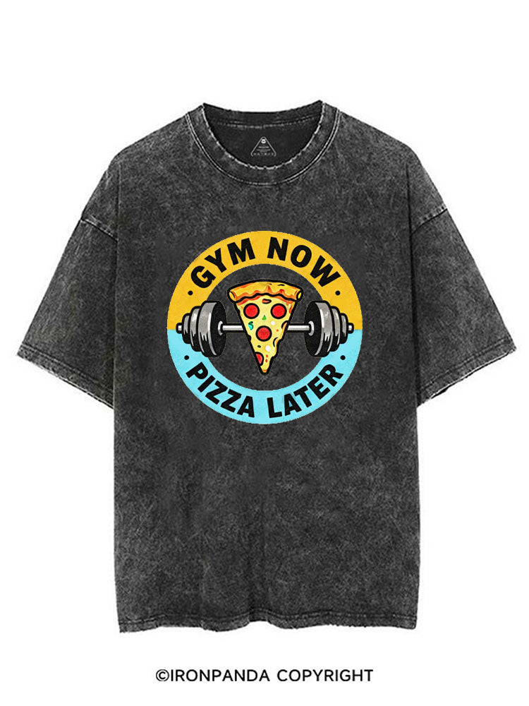 GYM NOW PIZZA LATER VINTAGE GYM SHIRT
