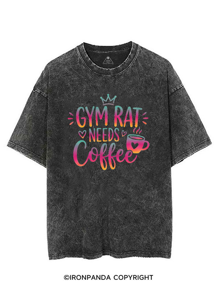 GYM RAT NEEDS COFFEE VINTAGE GYM SHIRT