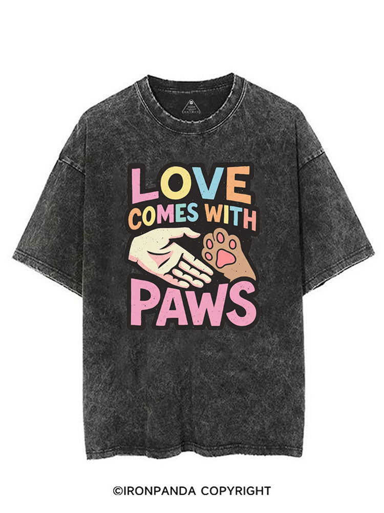 LOVE COMES WITH PAWS VINTAGE GYM SHIRT