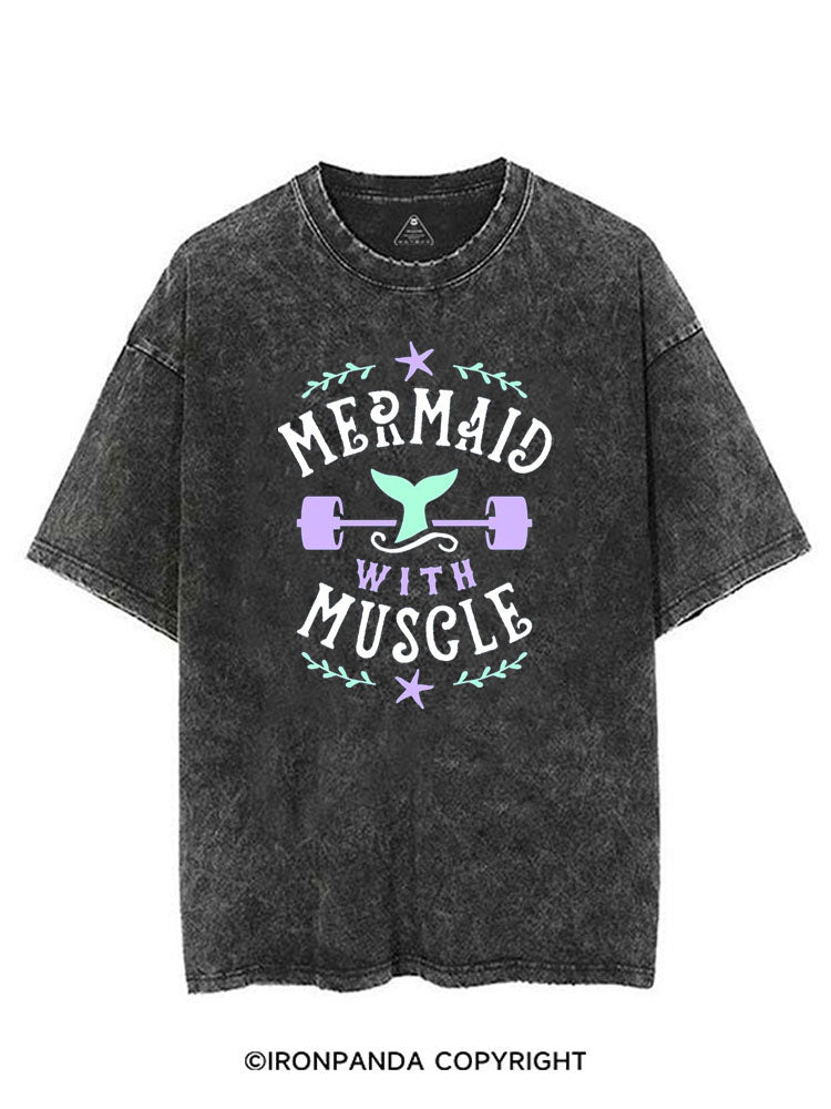 MERMAID WITH MUSCLE VINTAGE GYM SHIRT