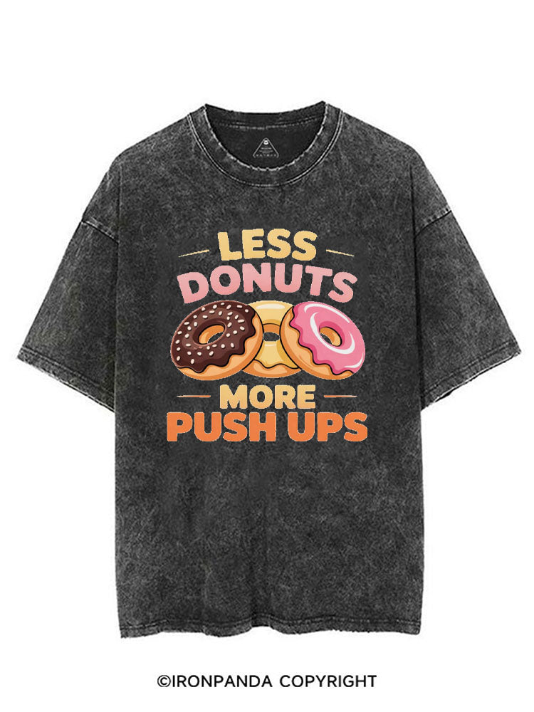 LESS DONUTS MORE PUSH UPS VINTAGE GYM SHIRT