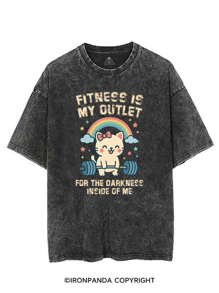 FITNESS IS MY OUTLET FOR THE DARKNESS INSIDE OF ME VINTAGE GYM SHIRT