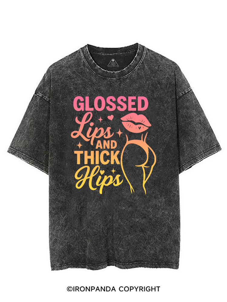 GLOSSED LIPS AND THICK HIPS VINTAGE GYM SHIRT