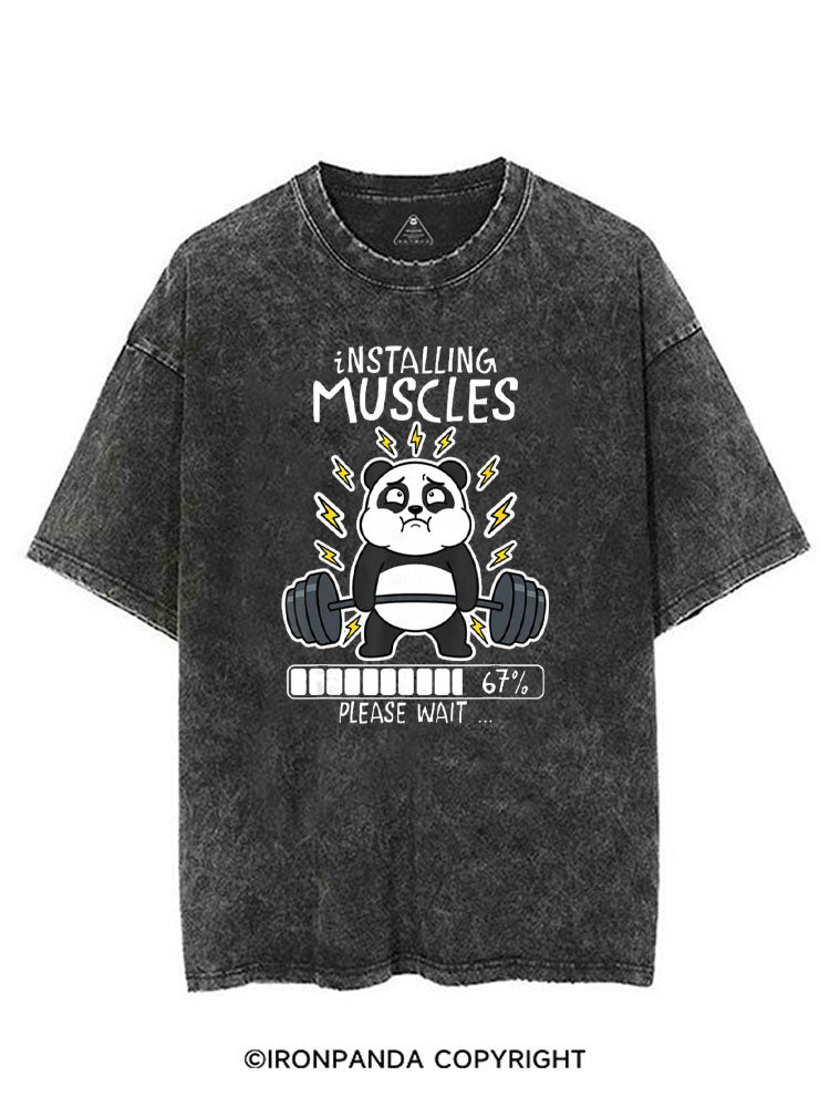 INSTALLING MUSCLES PLEASE WAIT VINTAGE GYM SHIRT