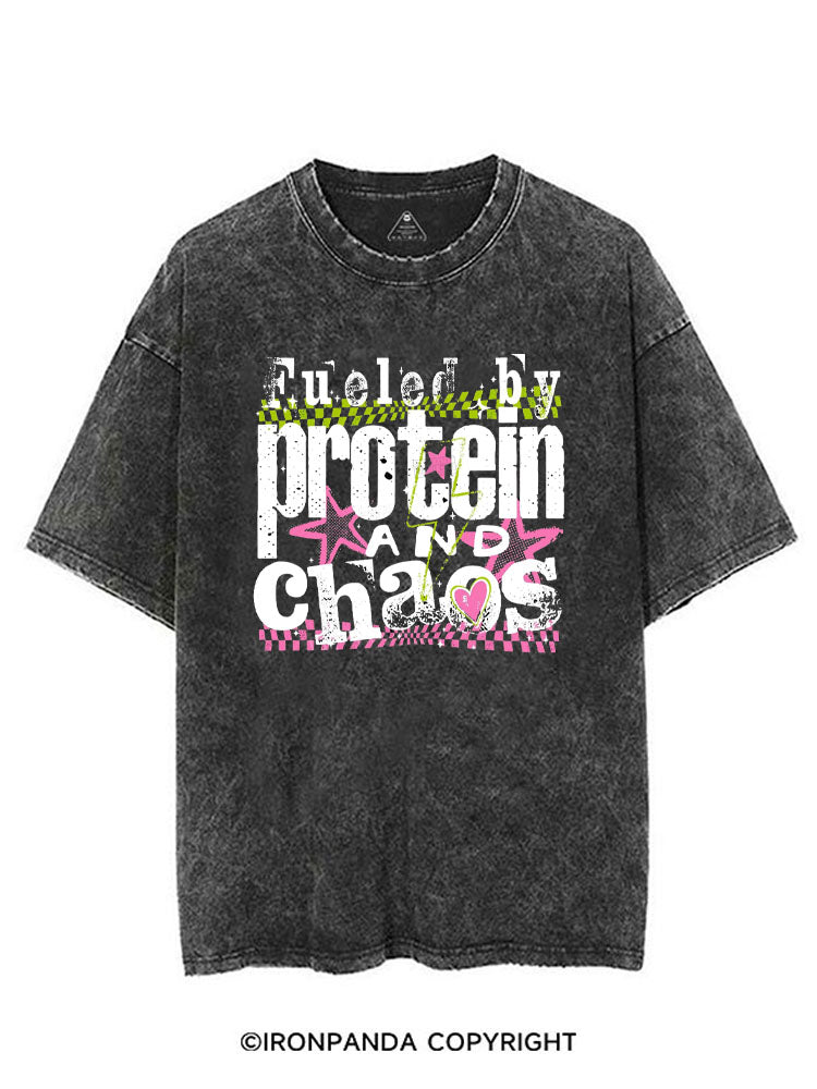 FUELED BY PROTEIN AND CHAOS VINTAGE GYM SHIRT