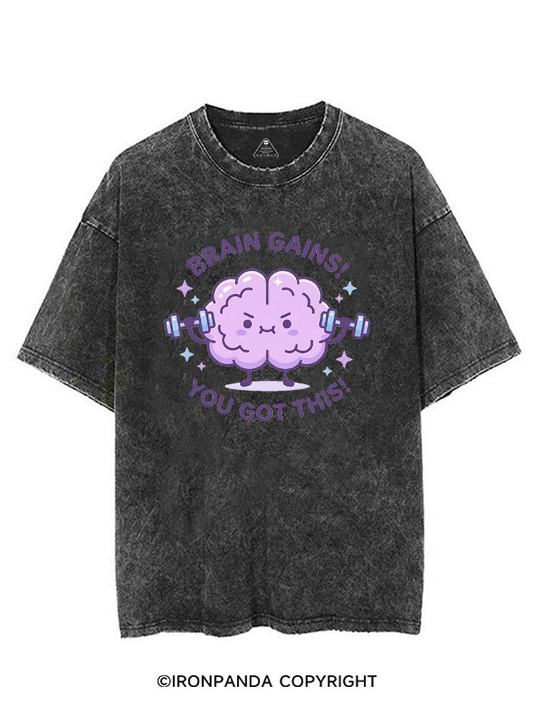 BRAIN GAINS! YOU GOT THIS! VINTAGE GYM SHIRT