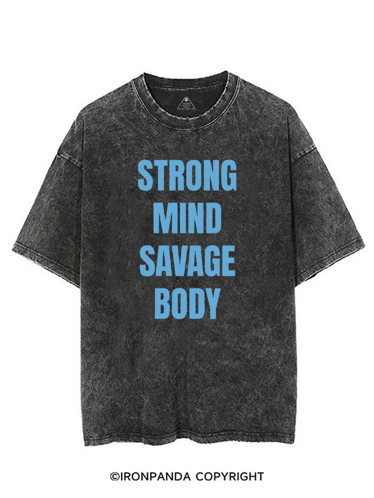 STRONG MIND SAVAGE BODY VINTAGE GYM SHIRT