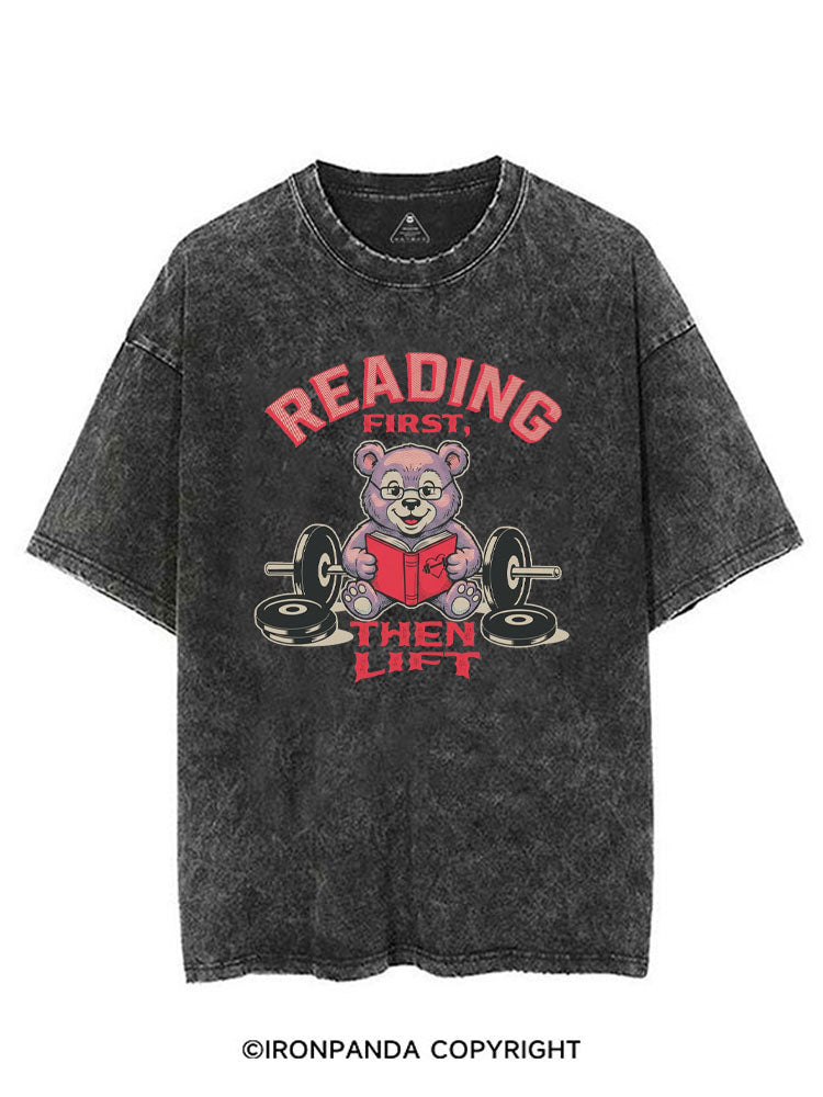 READING FIRST, THEN LIFT VINTAGE GYM SHIRT