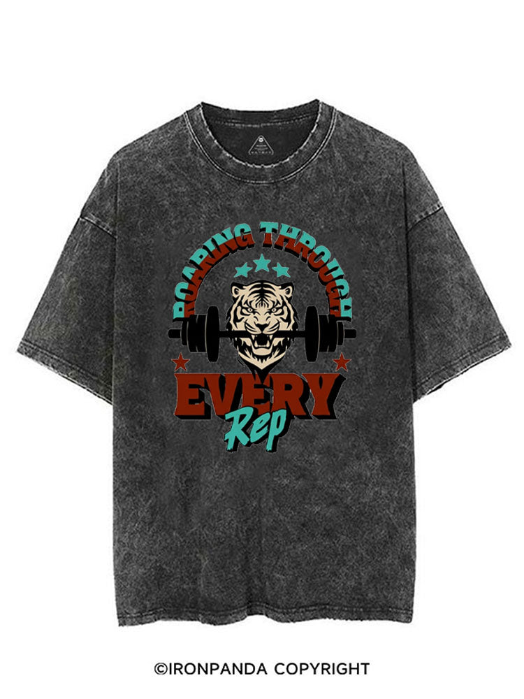 ROARING THROUGH EVERY REP VINTAGE GYM SHIRT