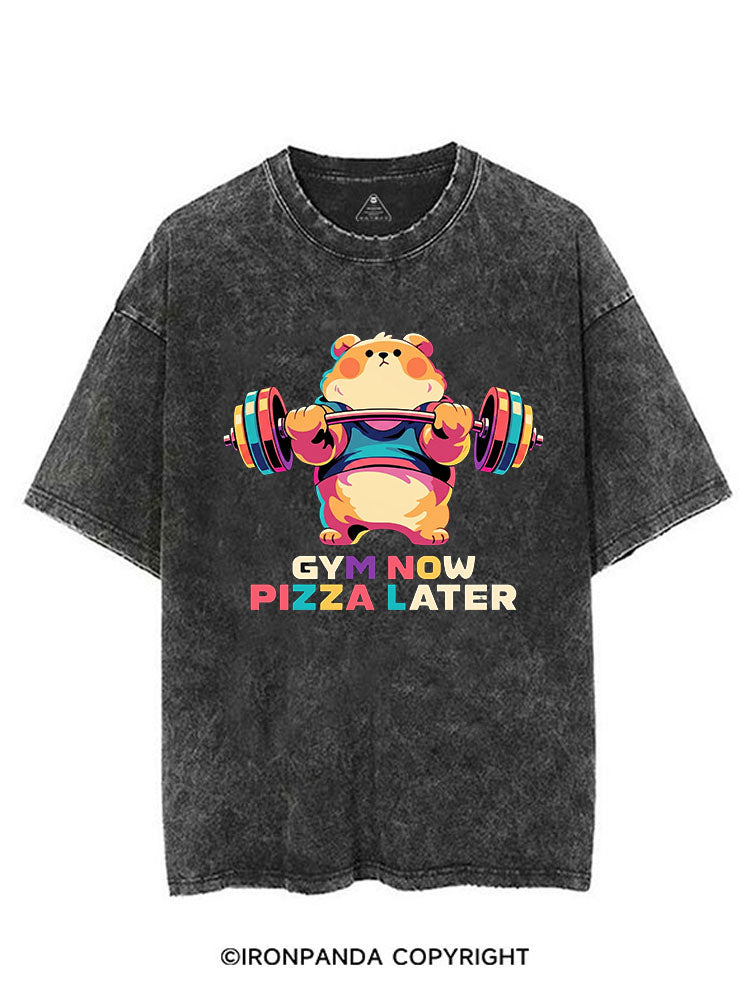 GYM NOW PIZZA LATER VINTAGE GYM SHIRT