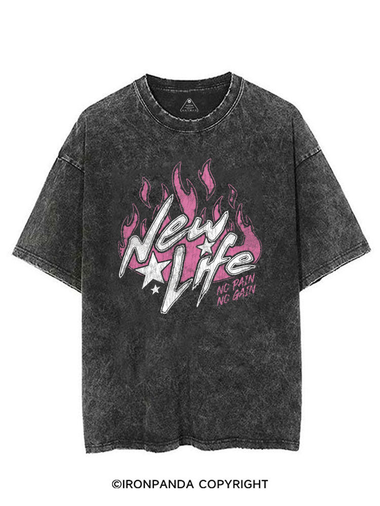 NEW LIFE NO PAIN NO GAIN VINTAGE GYM SHIRT