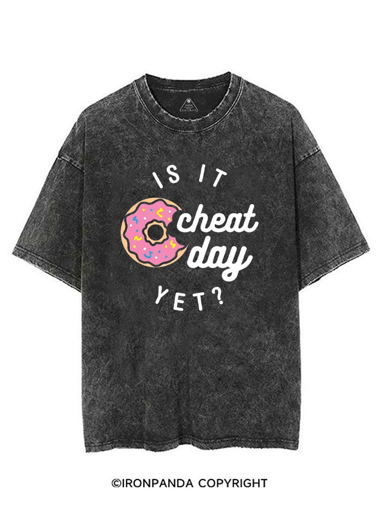 IS IT CHEAT DAY YET DONUT VINTAGE GYM SHIRT
