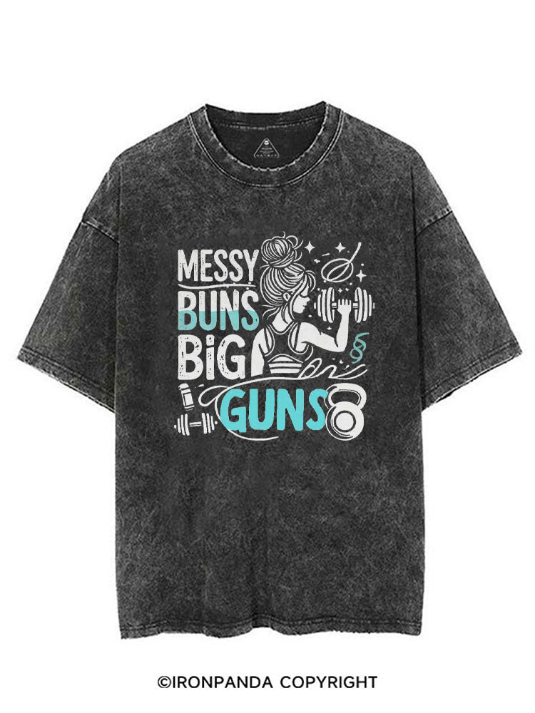MESSY BUNS BIG GUNS GIRLIE VINTAGE GYM SHIRT
