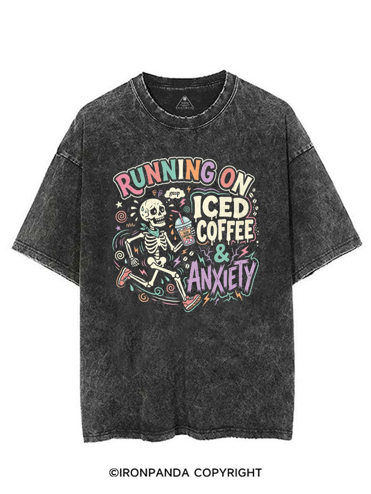 RUNNING ON ICED COFFEE & ANXIETY VINTAGE GYM SHIRT