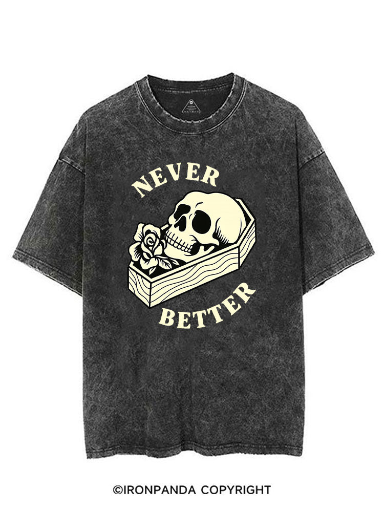 NEVER BETTER GYM SKELETON VINTAGE GYM SHIRT