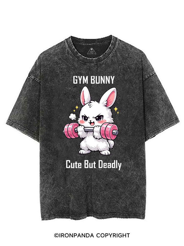 GYM BUNNY CUTE BUT DEADLY VINTAGE GYM SHIRT