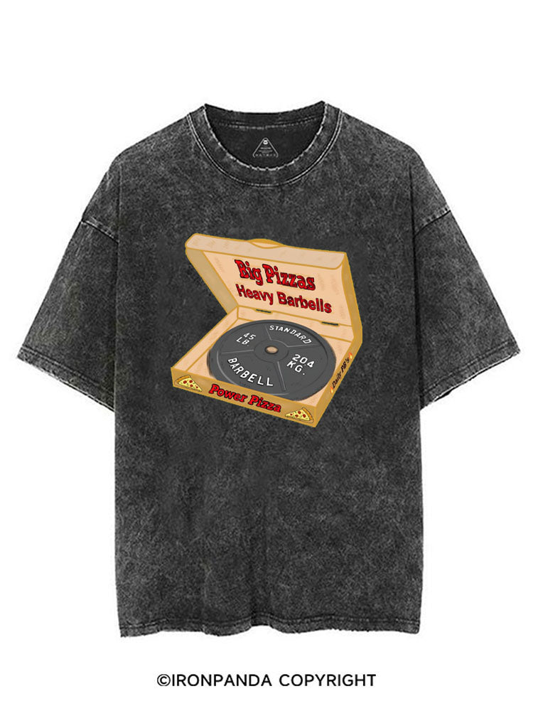 BIG PIZZAS HEAVY BARBELLS VINTAGE GYM SHIRT