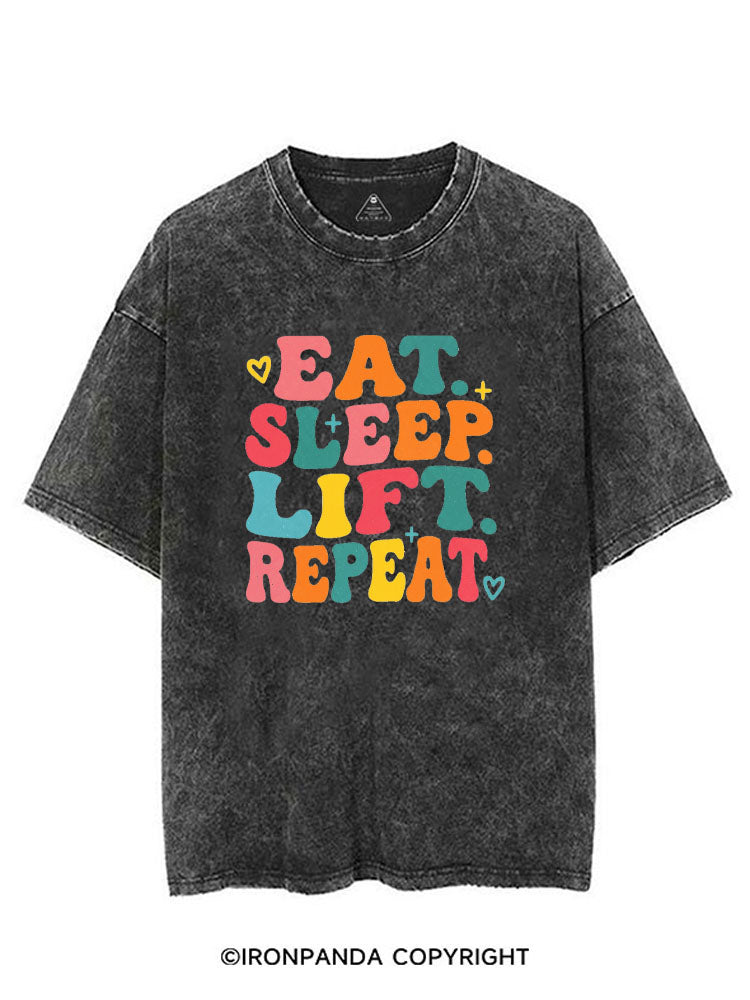 EAT SLEEP LIFT REPEAT VINTAGE GYM SHIRT
