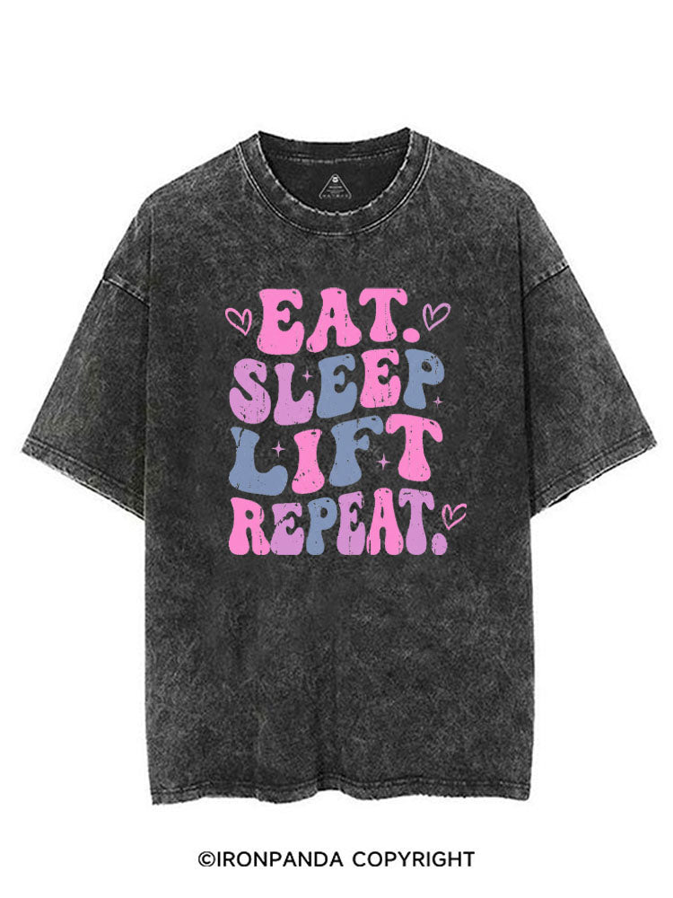 EAT SLEEP LIFT REPEAT VINTAGE GYM SHIRT