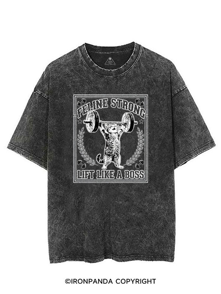 FELINE STRONG LIFT LIKE A BOSS VINTAGE GYM SHIRT