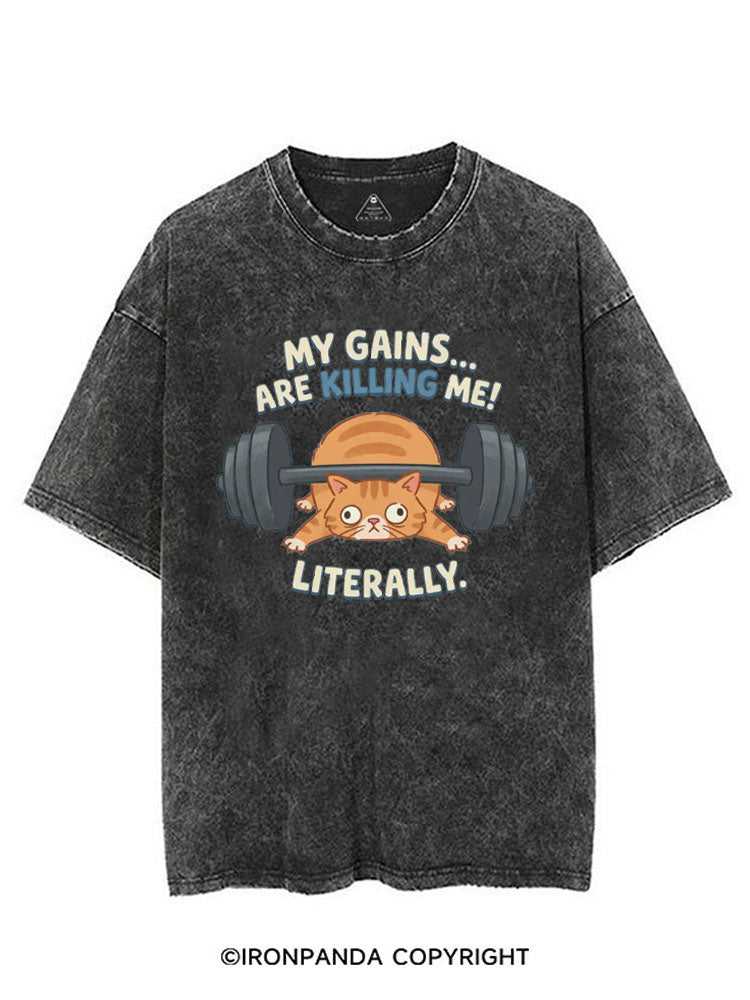 MY GAINS ARE KILLING ME! LITERALLY. VINTAGE GYM SHIRT