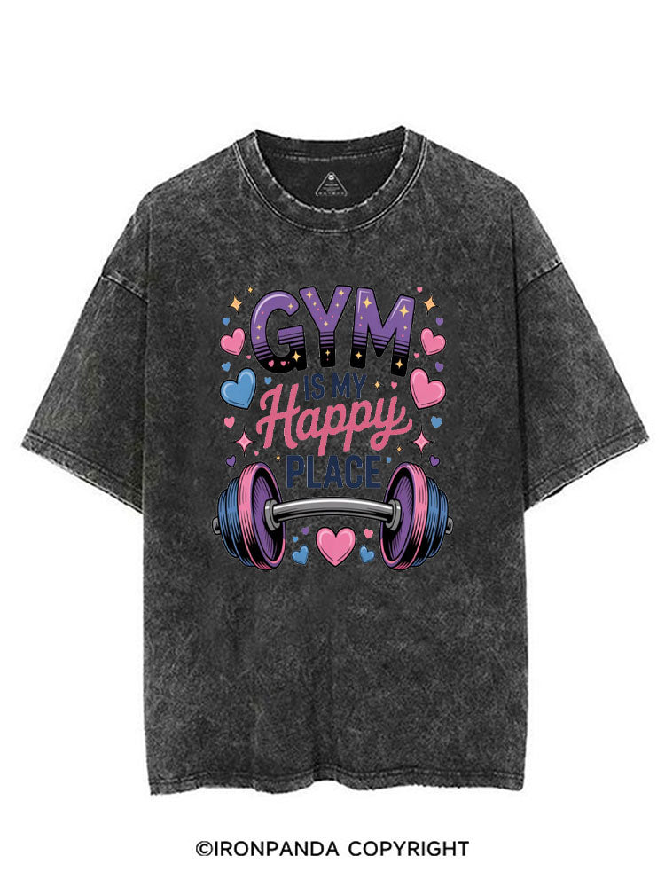 GYM IS MY HAPPY PLACE VINTAGE GYM SHIRT