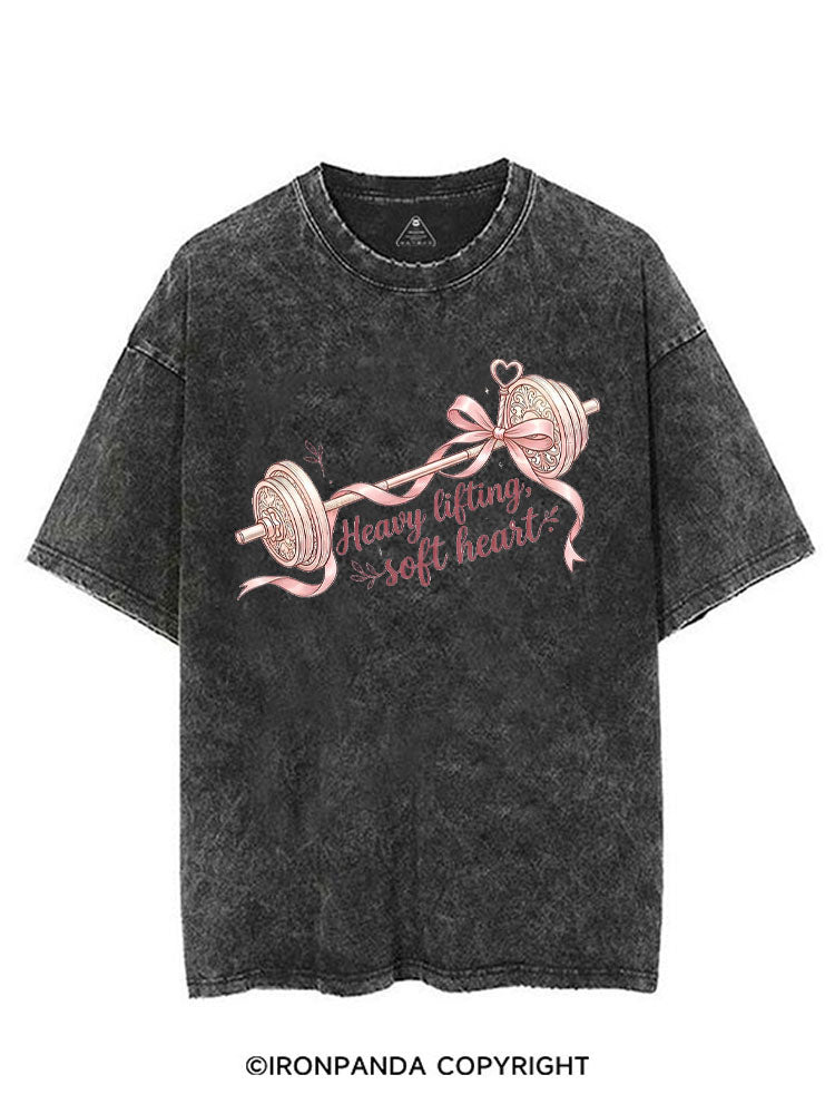 HEAVY LIFTING  SOFT HEART VINTAGE GYM SHIRT