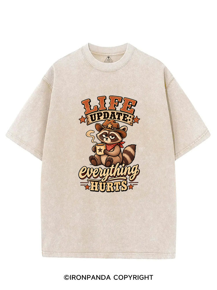 Everything Hurts Funny Raccoon Cowboy VINTAGE GYM SHIRT