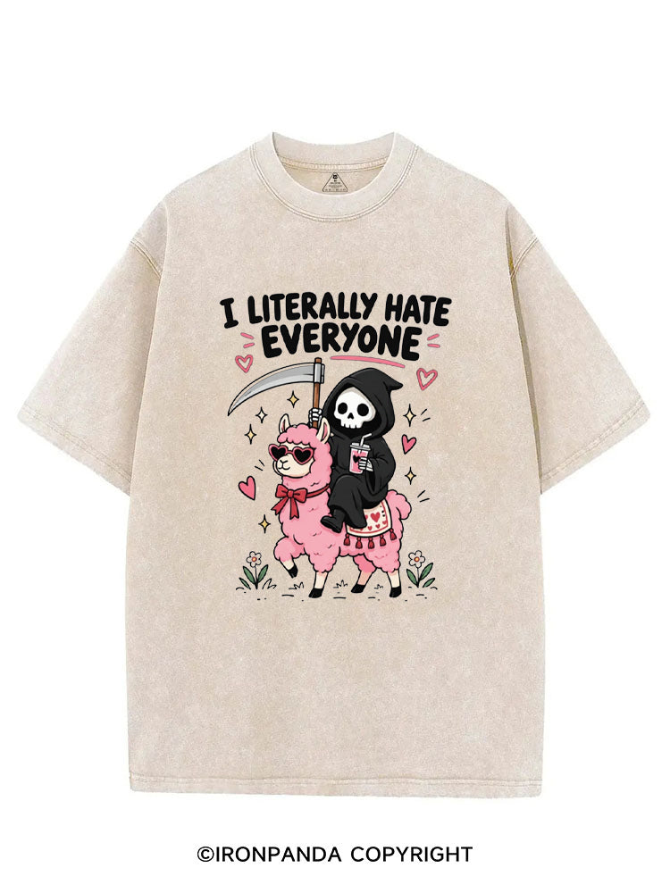 I LITERALLY HATE EVERYONE Grim Reaper Llama Halloween VINTAGE GYM SHIRT