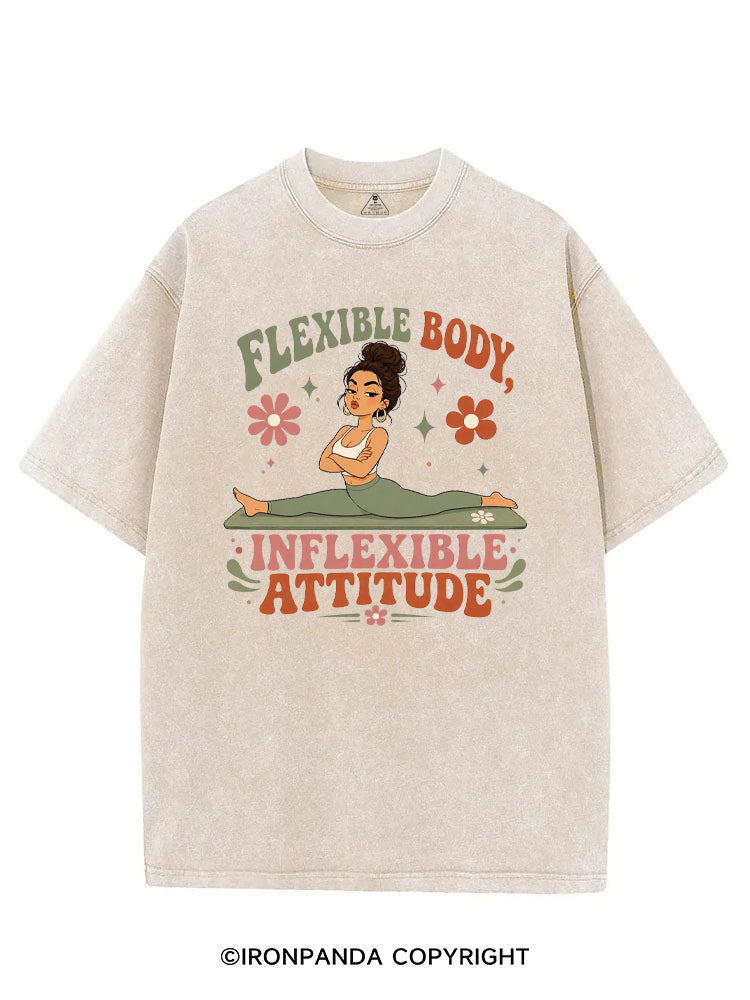 FLEXIBLE BODY, INFLEXIBLE ATTITUDE VINTAGE GYM SHIRT