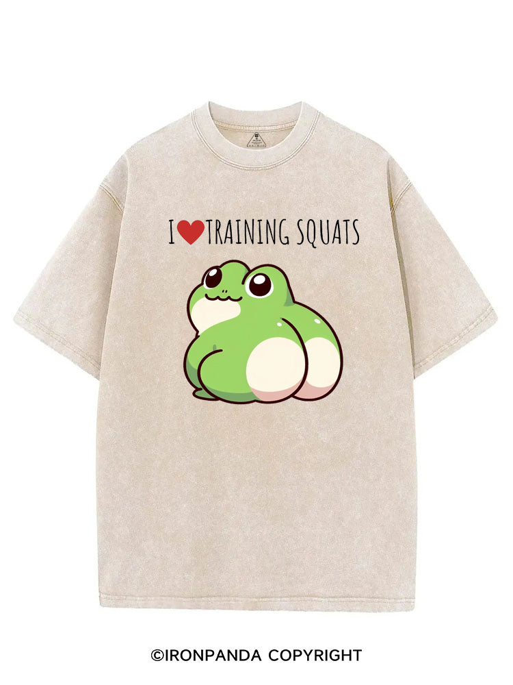 I ❤ TRAINING SQUATS FROG VINTAGE GYM SHIRT