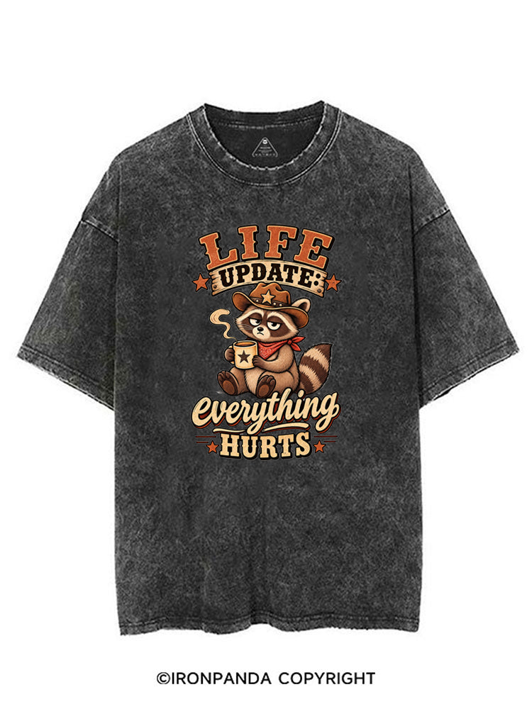 Everything Hurts Funny Raccoon Cowboy VINTAGE GYM SHIRT