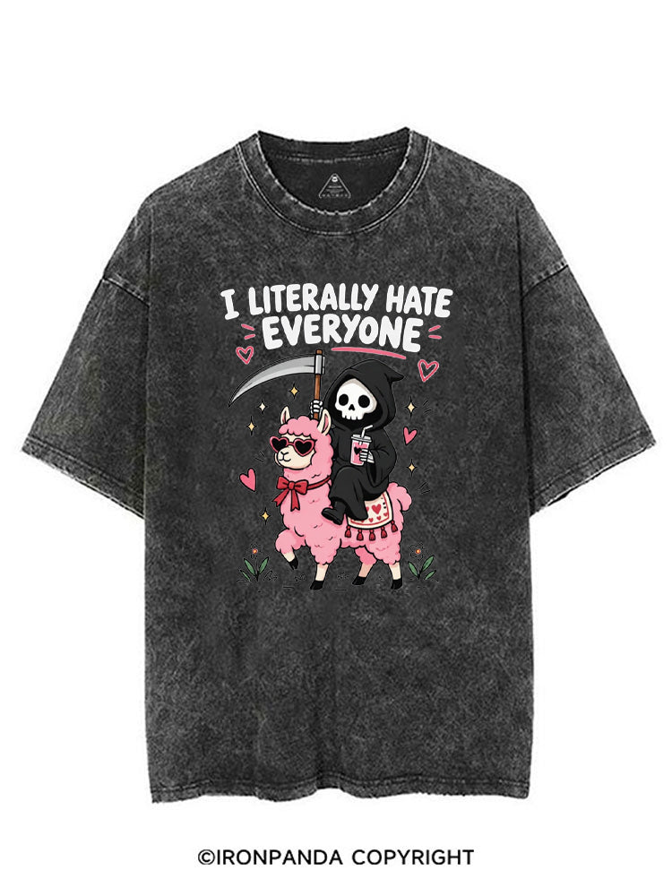 I LITERALLY HATE EVERYONE Grim Reaper Llama Halloween VINTAGE GYM SHIRT
