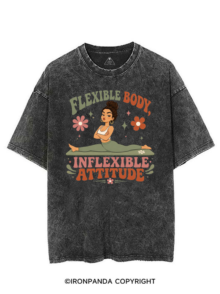 FLEXIBLE BODY, INFLEXIBLE ATTITUDE VINTAGE GYM SHIRT