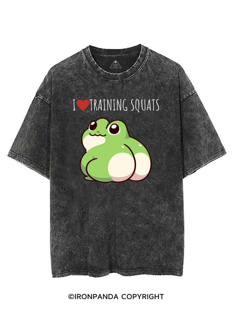 I ❤ TRAINING SQUATS FROG VINTAGE GYM SHIRT