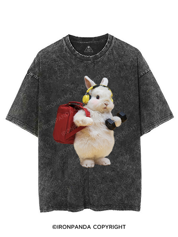 RABBIT DUMBBELL VINTAGE GYM SHIRT