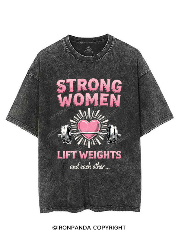 strong women lift weights VINTAGE GYM SHIRT