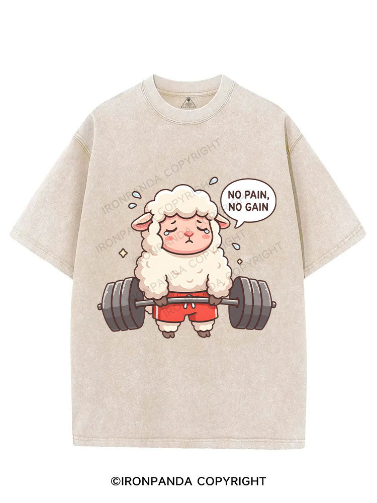 NO PAIN NO GAIN SHEEP VINTAGE GYM SHIRT