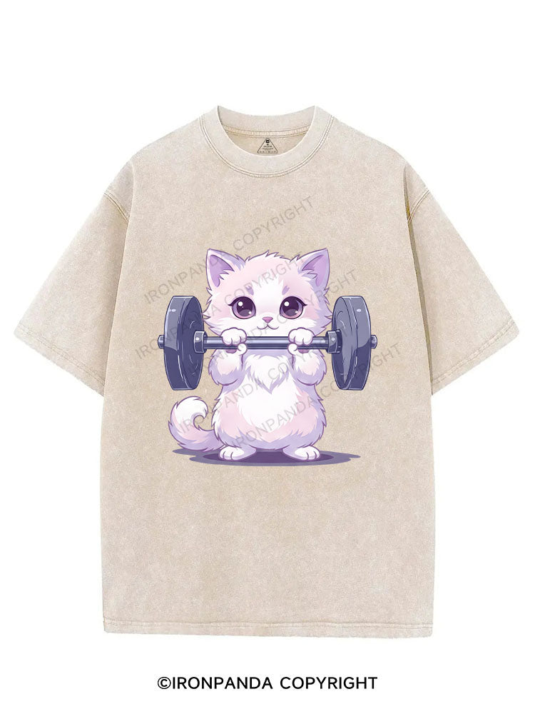 Weightlifting Cat VINTAGE GYM SHIRT